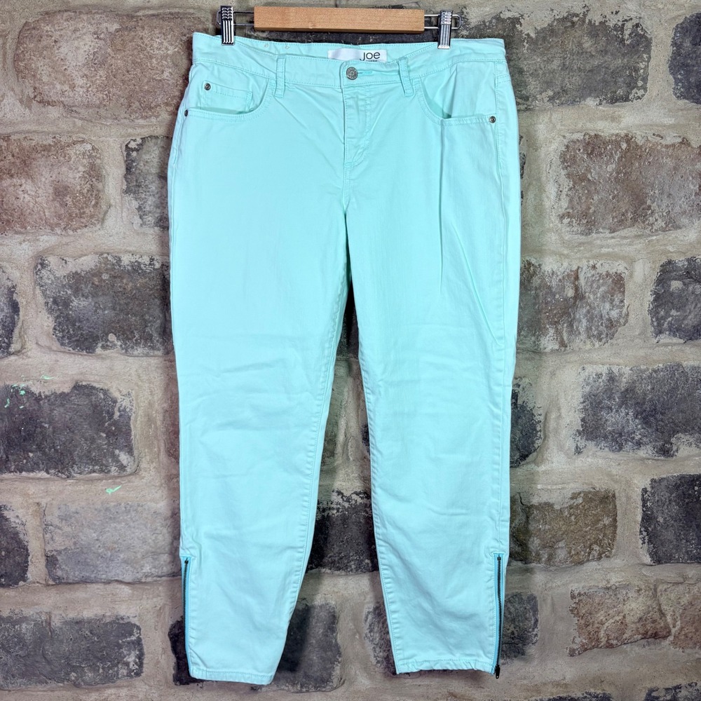 Joe Fresh Women's Slim Mint Green Ankle Zip Pants Mid Rise Size 10 Summer Cruise